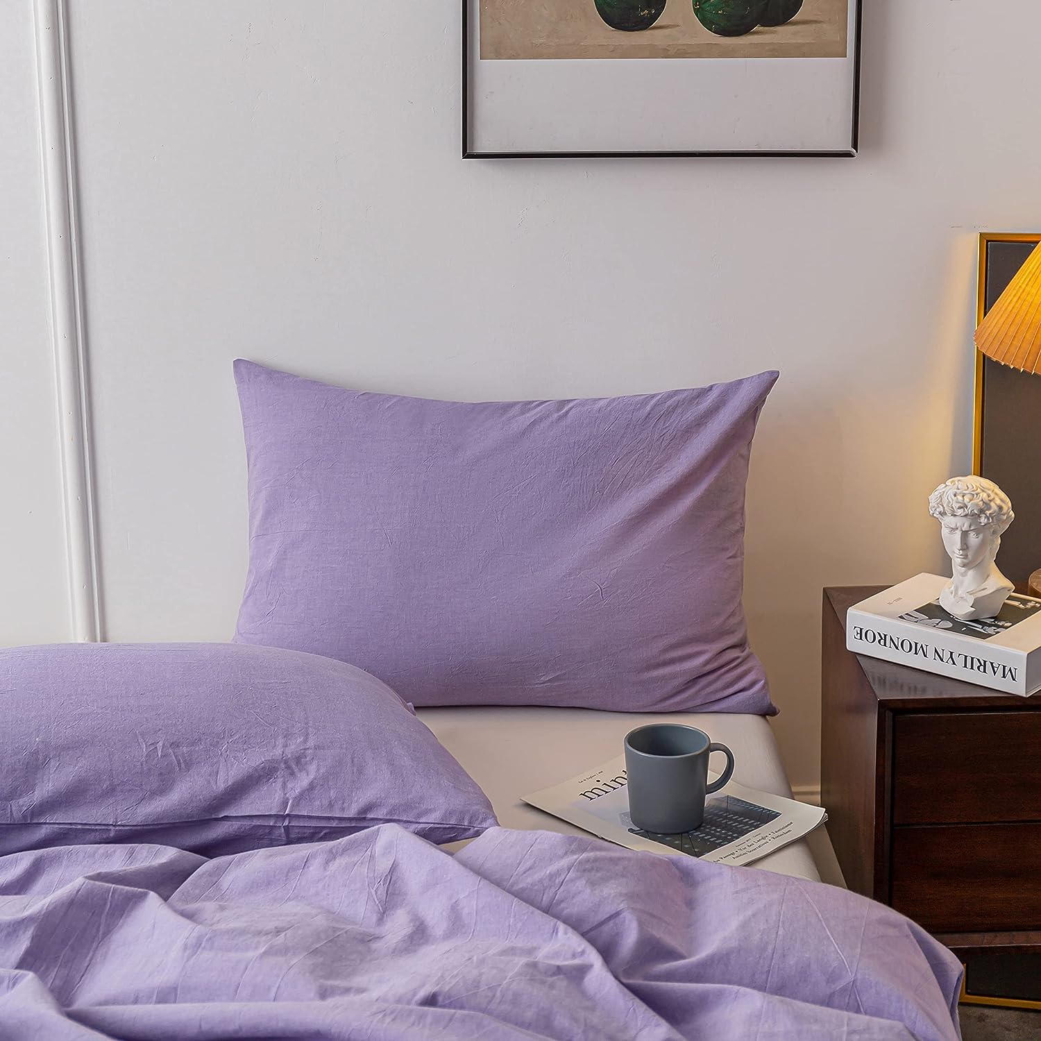 Plain Dyed Duvet Cover Set-Purple - 99 Bedding Store