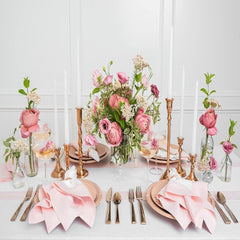 Cotton Luxury Dining Set Mited Corner Bordered - Pink and White - 99 Bedding Store