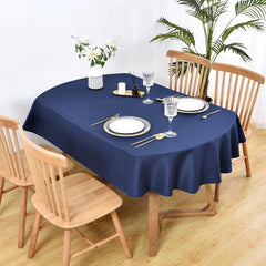Decorative Cotton Oval Shaped Tablecloth -Navy