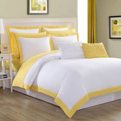 Luxury Plain Dyed Cotton Duvet Cover Set with border