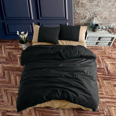 Plain Dyed Reversible Cotton Duvet Cover 3 pcs Set - 004