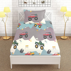 Moter Car Printed Kids Fitted Sheet set