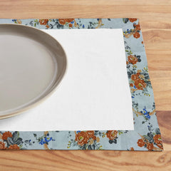 Cotton Dinning Set with Print Bordered- Rose Garden Beige
