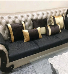 pack of 5 Cabana Strip Cushion Cover Gold and Brown