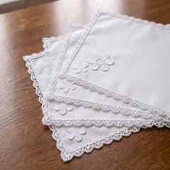 Luxury Cotton Dinning Set With Cute Lace - White