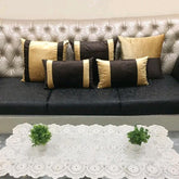 pack of 5 Cabana Strip Cushion Cover Gold and Brown