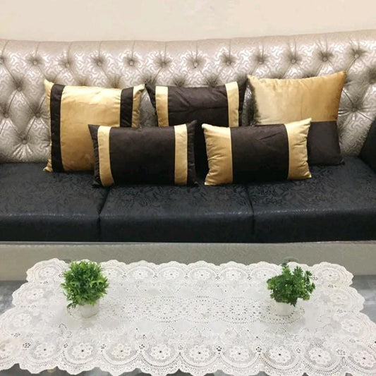 pack of 5 Cabana Strip Cushion Cover Gold and Brown