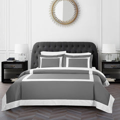 Grey And White Luxury Multi Box Egyptian Cotton Duvet Set - 99 Bedding Store