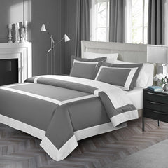 Grey And White Luxury Multi Box Egyptian Cotton Duvet Set - 99 Bedding Store