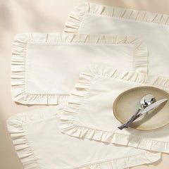 Luxury Cotton Dinning Set With Frilld - White