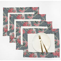 Cotton Table Mat Set With Printed border- Brockedblad