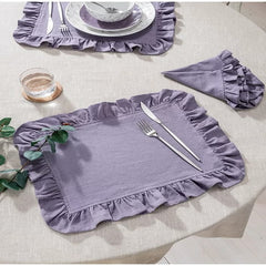 Luxury Cotton Dinning Set With Frilld - White