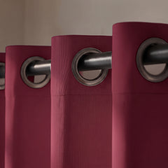 2 PC Plain Dyed Eyelet Curtains with lining- Burgundy