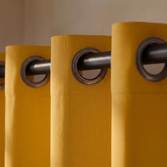 2 PC Plain Dyed Eyelet Curtains with lining-Mustard