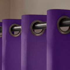 2 PC Plain Dyed Eyelet Curtains with lining-Heather Purple