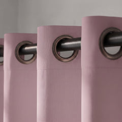 2 PC Plain Dyed Eyelet Curtains with lining- Rose Weed