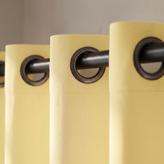 2 PC Plain Dyed Eyelet Curtains with lining-Yellow