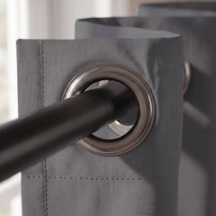 2 PC Plain Dyed Eyelet Curtains with lining-Grey