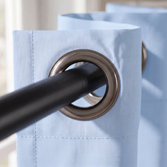 2 PC Plain Dyed Eyelet Curtains with lining-Light Blue