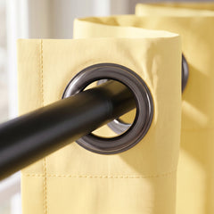 2 PC Plain Dyed Eyelet Curtains with lining-Yellow