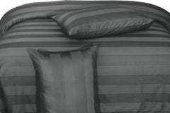 Luxury Satin Stripe Duvet Cover Set Chacoal Grey