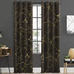 Glittered Velvet Textured Curtains Pair