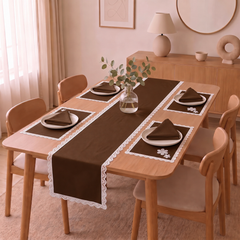 Luxury Cotton Dinning Set With Cute Lace - Brown