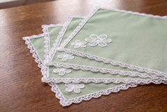 Luxury Cotton Dinning Set With Cute Lace - Sage Green