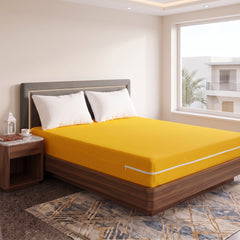100% Cotton Zipper Mattress Cover - Mustard