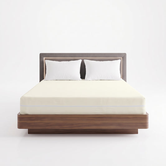 100% Cotton Zipper Mattress Cover - Off White