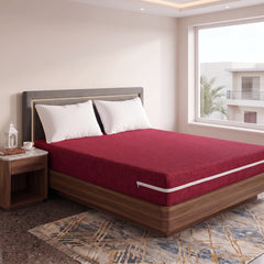 100% Cotton Zipper Mattress Cover - Red
