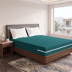 100% Cotton Zipper Mattress Cover - Teal Green