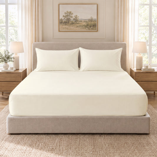 Egyptian Cotton Fitted Sheet Set- Off white