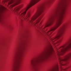 Red Egyptian Cotton Fitted Sheet Set