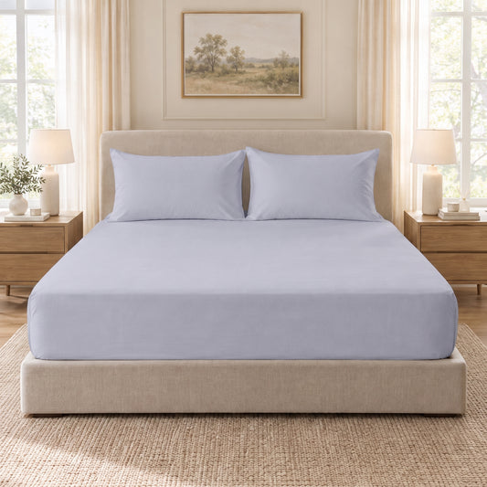 Silver Egyptian Cotton Fitted Sheet Set