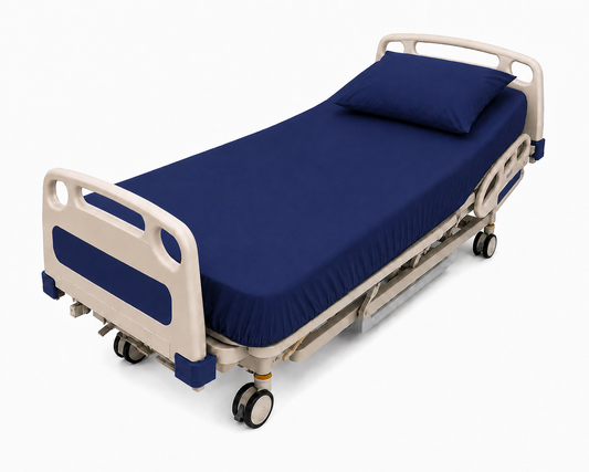 Hospital Cotton Fitted Sheets Navy Blue