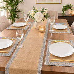 Jute Dinning Set With Printed Border-
