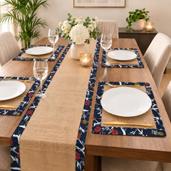 Jute Dinning Set With Printed Border-