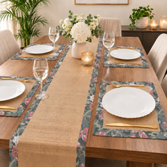 Jute Dinning Set With Printed Border-