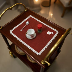 Jute Tolley Mat Set With Cute Lace and Flower-