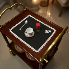 Jute Tolley Mat Set With Cute Lace and Flowers-