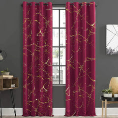 Glittered Velvet Textured Curtains Pair