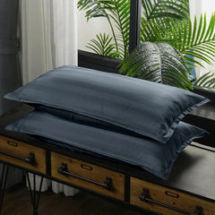 Luxury100% Egyptian Cotton Satin Stripe Duvet Cover Sets Charcoal Grey - 99 Bedding Store