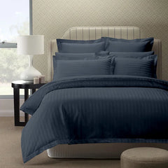Luxury100% Egyptian Cotton Satin Stripe Duvet Cover Sets Charcoal Grey - 99 Bedding Store