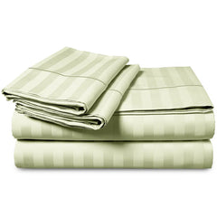 Luxury100% Egyptian Cotton Satin Stripe Duvet Cover Sets Light Lime - 99 Bedding Store