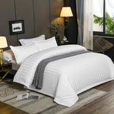 Luxury100% Egyptian Cotton Satin Stripe Duvet Cover Sets White - 99 Bedding Store