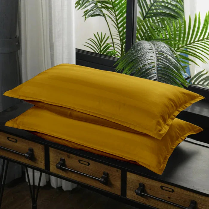 Luxury100% Egyptian Cotton Satin Stripe Duvet Cover Sets Golden - 99 Bedding Store