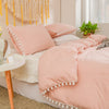Cotton Duvet Cover Set With Pom Poms -
