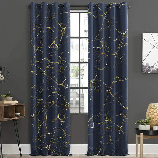 Glittered Velvet Textured Curtains Pair