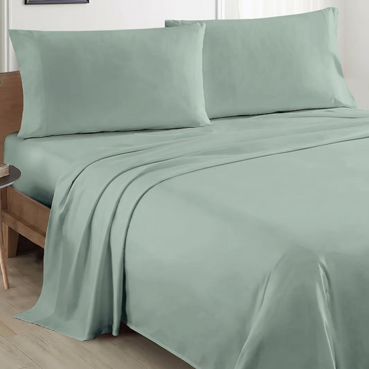 Plain Cotton Bed sheet Set - Sage Green